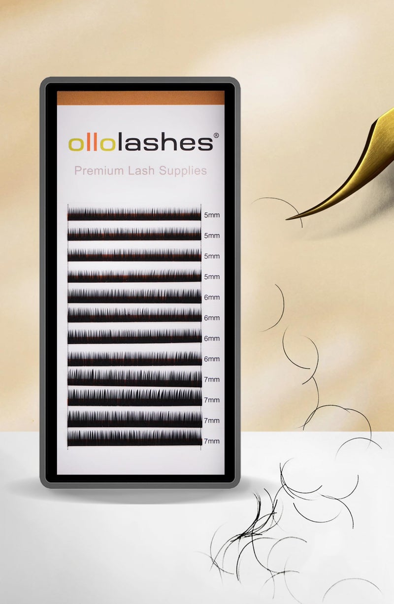 OLLOLASHES Bottom Eyelash Extensions B Curl 007mm Mix57mm 5mm 6mm 7mm Black Color Bottom Lashes Extensions Professional Supplies for Lash Techs BottomB007 57mm